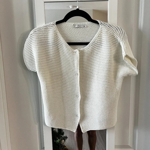 241 Fabiana Filippi Crochet Knit Cardigan Blouse Size Medium Color White - Picture 1 of 4